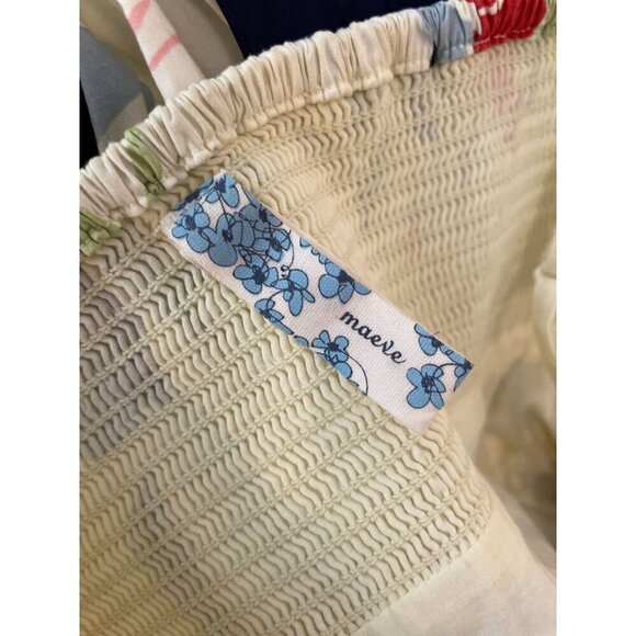 Anthropologie Maeve Y2K Vintage Style Floral Print Dress With Striped Waist & Bo - Picture 5 of 12